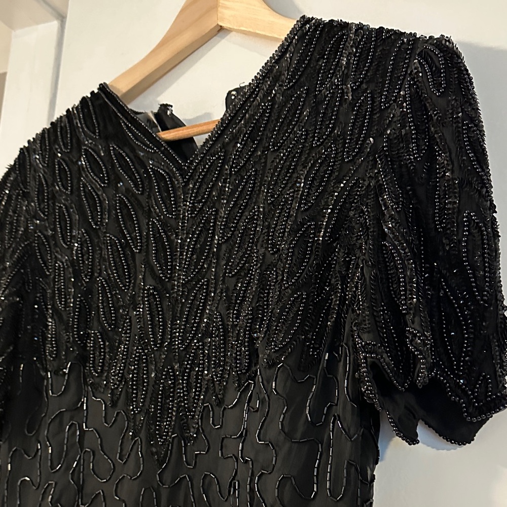 Vintage!! 
Elegant Black Beaded Party Dress